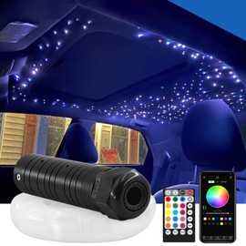 ATOKEE 6W Sound Activated 200pcs Starlight Headliner Kit, 0.03in 6.5ft Fiber Strands Car Star Roof Lights with APP Control/Remote