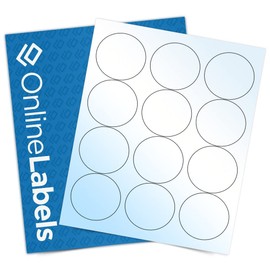 2.5 Inch Round Labels - White Gloss (Laser Printers Only) - Pack of 300 Circle Stickers, 25 Sheets - OnlineLabels