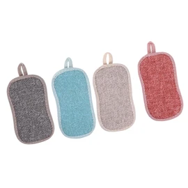 Outanaya Set of 4 Dishwashing Sponges Scrub Sponge Pads Dishcloth for Kitchen Strong Absorption Easy to Use Random Color