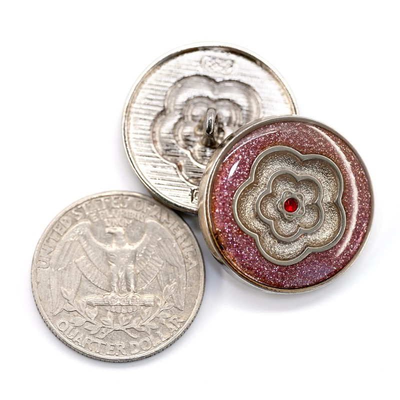 Craftisum 20 pcs Enamel Camellia Pink Shiny Powders Metal Shank
