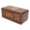 Wooden Digital Alarm Clock Yellow LED Display Adjustable Dimmer Weekday
