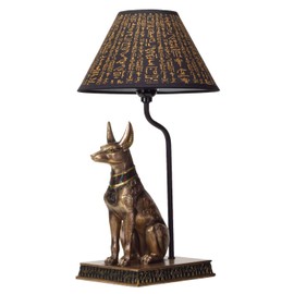 Pacific Giftware Egyptian God of Underworld Anubis Sculptural Table Lamp with Shade 18 inch Tall (Bronze)