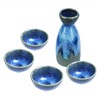 Sizikato 5-Piece Kiln-Change Ceramics Sake Set Include 1PCS Sake Bottle