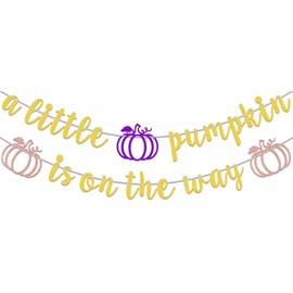 A Little Pumpkin is On the Way Banner, Pumpkin Baby Shower Decorations, Fall Baby Shower Decor, Autumn Thanksgiving Gender Reveal Party Decor Supplies Gold