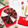 Funnymoom 24 Pcs Christmas Buffalo Plaid Cloth Napkins Snowflakes Black