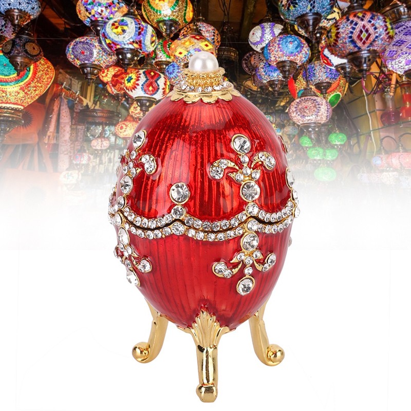 Shiny Diamonds Easter Egg Metal Crafts Home Desktop Decor Jewelry