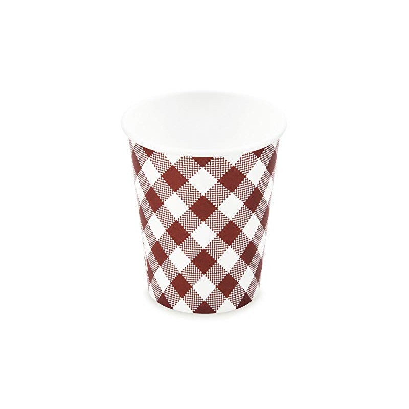 VEPATIM 40 Hot and Cold Drinks Cups Checked Paper Cups