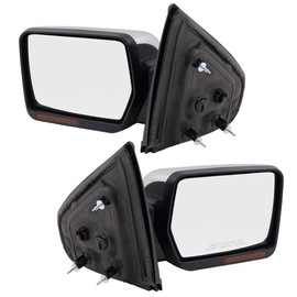 Brock Replacement Driver and Passenger Side Pedestal Type Power Mirrors with Heat, Signal, Memory, Reflector and Manual Folding without Puddle Light or Auto Dim Compatible with 2009-2014 F-150