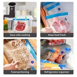 Reusable Sous Vide Bags, 22 PCS 3 Sizes (10 Pcs 8.5"x8", 8 Pcs 11"x 10" and 4 Pcs 13.5"x 10") Vacuum Sealer Zipper Bags for Food Storage, 3-in-1 Large Sous Vide Vacuum Bag for Meal Prep or Storage