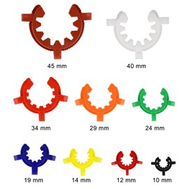 StonyLab Plastic Joint Clips Set, 9 pcs Keck Clamp Lab Keck Clips 10/12/14/19/24/29/34/40/45mm for Glass Standard Conical Interface Clip Ground Glass Joint, Multi Size and Colors