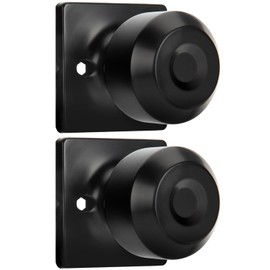 goldenwarm 2 Pack Matte Black Dummy Door Knobs, Square Knob Faceplate Inactive Half Dummy Door Knob, No-Turning Door Dummy Knob, Black Dummy Knobs for Closet Doors