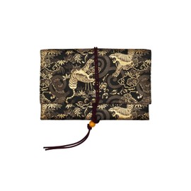 Gold Brocade Nishijin Weave Shrine Visit Record Book Holder Shrine Visit Record Bag Shrine Visit Record Case Shrine Visit Record Cover 22.5×13.5 with String, Japan-made Standard Size (Dragon and Tiger