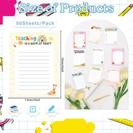 Lovarywow Teacher Sticky Notes Gifts - 9 Pack Inspirational Sticky Notes 3x4 Inch Thank You Teacher Appreciation Week Gifts Post It Self-Stick Memo Pad Office School Supplies 450 Sheets