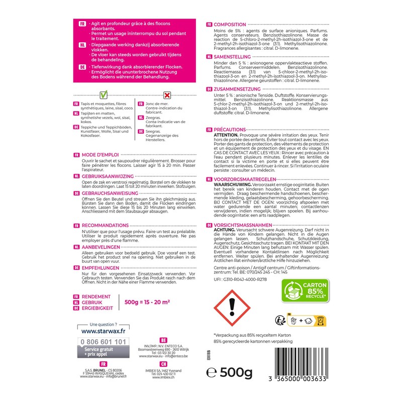 STARWAX - Dry-Cleaning Flakes for Carpets and Rugs - Clean