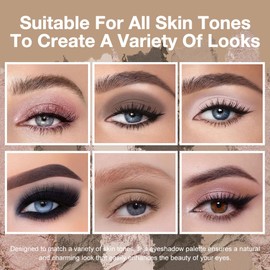 Kaely 6 Color Mini Eyeshadow Makeup Palette for Women Natural Looks, Rose Coffee White Bright Nude Pink Black Brown Matte Shimmer Eye Shadow Palette Long Lasting Pigmented Built in Mirror Travel Size