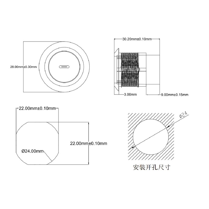 SZRMCC Type-C Panel Mount Socket Connector Waterproof Female to Female