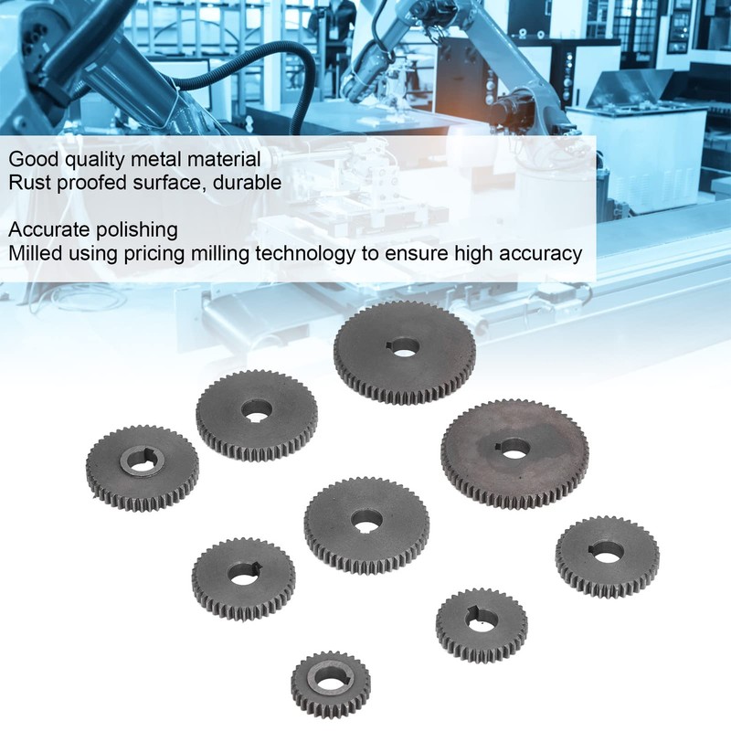 9Pcs Metal Gear Set Mini Lathe Cutting Machine Gears,Compatible with