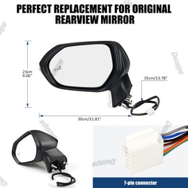 Dexepe Driver Side Mirror Assembly Compatible with Toyota Corolla 2020-2024 Heated with Turn Signal, Blind Spot Monitor, Power Adjustable Replace 8794012G10, TO1320395 Black (7Pin Left)