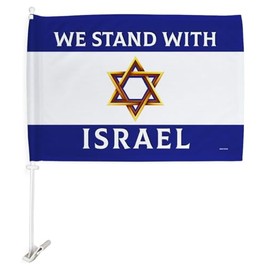 We Stand with Israel Decorations Bandera de Israeli para Carros for Cars Window Auto Mount Bracket Clip Small Sign Truck 12" x 18" Tapestry Outdoor Pole Vehicle Accessories Jewish Gifts Made in USA