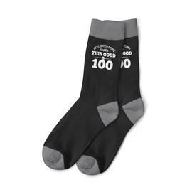 D Design Invent Print! 100th Birthday Gift Socks for Men Keepsake 100 Present Novelty Size 6-11 (Black)
