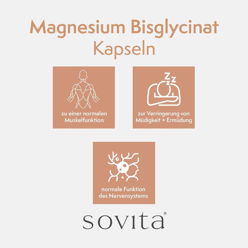 sovita Magnesium Bisglycinate - 120 Capsules - 300 mg Pure