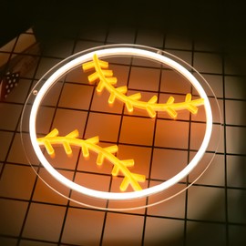 Baseball Neon Sign, Cool Dimmable Neon Lights USB Powered for Man Cave Bedroom Party Garage College Club Wall Decor, Baseball Gift for Men Teen Boy Fans Birthday