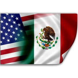 Sticker (Decal) with Flag of Mexico and USA (Mexican)