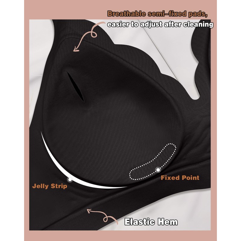 WOWENY Seamless Bra without Underwire Padded Push Up Curve Non-Wired