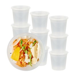 Restaurantware-Asporto 24 Ounce To Go Boxes, 25 Microwavable Round Soup Containers - Clear Plastic Lids Included, Do Not Contain BPA, Clear Plastic Catering Food Containers, Disposable