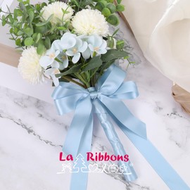 LaRibbons 1 Inch 25 Yard Double Faced Satin Ribbon,Light Blue Satin Craft Fabric Ribbon for Gift Wrapping Floral Bouquets Wedding Party Decoration