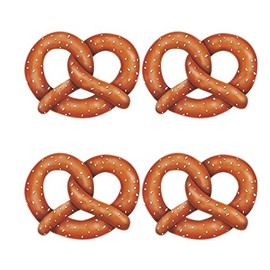 Beistle 4 Piece Oktoberfest Party Bavarian Pretzel Cardstock Paper Cut Outs for German Themed Decorations, 11", Multicolored