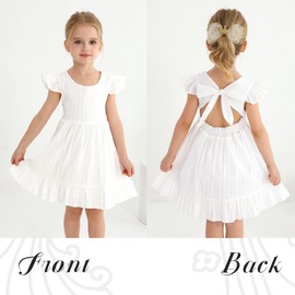 Toddler Girl Summer Dress Outfits Backless Bow Family Photo Sundress Dresses Clothes for Baby Girls (White, 2-3T)