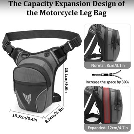 YERUUE Leg Bag Motorcycle Waterproof for Men Women Motorcycle Bag Leg with Reflective, Removable Adjustable Leg Strap, Sports Thigh Bag for Hiking Climbing, gray, western