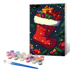 BUTMUOE Paint by Numbers Kit for Adults with Frame, DIY Merry Christmas Acrylic Oil Painting Kits for Kids and Adults Beginner on Canvas for Gift Home Wall Decor 10.24 x 14.17 Inch