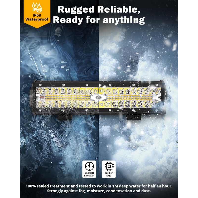 Auxbeam 6 Modes Amber White Series 12 Inch 300W LED