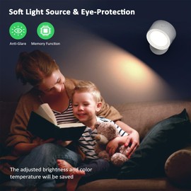 LED Wall Lights with Remote, 2 Pcs Rechargeable Wall Mounted Reading Sconces Lamp 3000mAh, 3 Colors & Dimmable Magnetic 360° Rotation Cordless Wall Lighting Spotlights for Bedroom Bedside Hallway