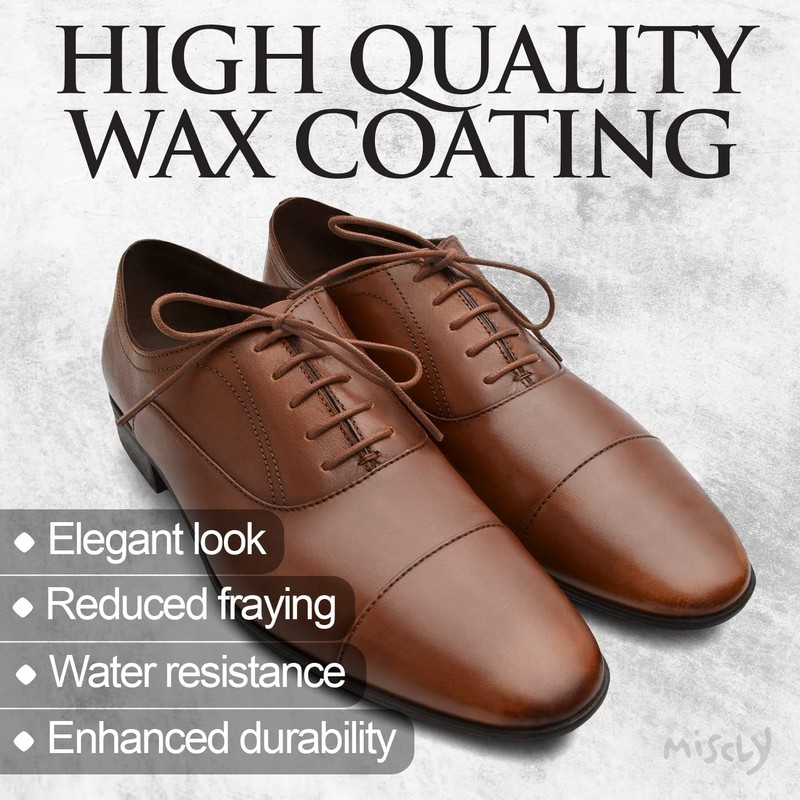 Miscly Waxed Thin Round Dress Shoelaces [1 Pair] 3/32″ Thin