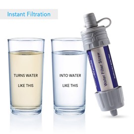 2 PCS Outdoor Water Filter Straw Water Filtration System Water Purifier for Emergency Preparedness Camping Traveling Backpacking