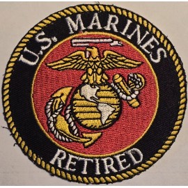 USMC MARINES RETIRED Hat Cap Jacket Patch Round 3" Color Military Logo