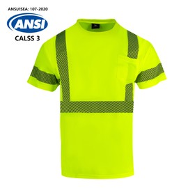 VENDACE 3 Pack Hi Vis Safety Shirts for Men Class 3 High Visibility Reflective Construction Work Shirts Short Sleeve (Yellow,XL)