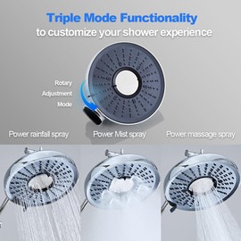 Filtered Shower Head High Pressure: 8-Inch Rain Showerhead with 18-Stage Filter for Hard Water Softener - Reduces Chlorine and Heavy Metals, Extension Rod Included (Polished Chrome）
