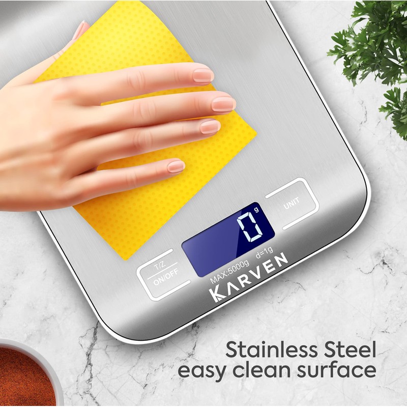 Karven AccurCore 4 Digital Kitchen Scales, Professional Weighing Scales, Stainless