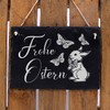 Slate Board "Frohe Ostern" - Sign Easter Bunny Butterflies 22