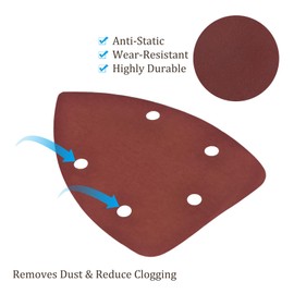 Kozelo 60 Stück Mausschleifer Detail Schleifpapier - [2000 Körnung, 3,5" x 5,5"] Dreieckige Klettverschluss-Schleifpads für Holzmöbel-Polierverwendung | 5 Löcher, Aluminiumoxid