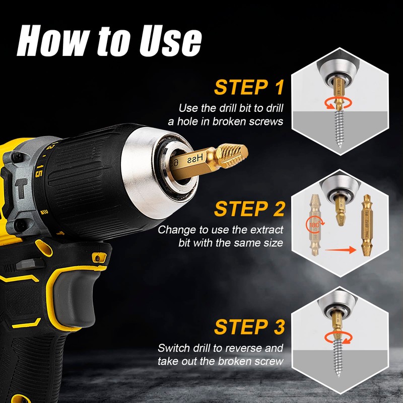 TOPEC Small Screw Extractor Set, 13 PCS Stripped Screw Removal