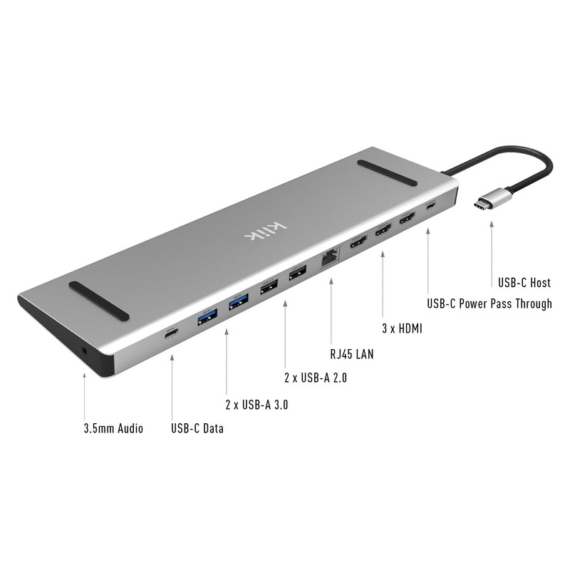 Klik USB-C Multi-Port Stand Adapter, 3 HDMI Ports, 4 USB