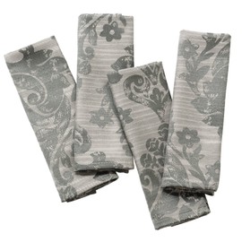 Palazzo Damask Pewter (Grey - Silver) Christmas Pack Of 4 Napkins (20x20in-50x50cm Approx)