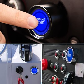Nilight Start Engine Button 12V DC 50A SPST on Off Momentary Switch Blue Car Start Engine Button Stater Push Start Ignition Switch for Racing Sport Cars Trucks, 2 Years Warranty