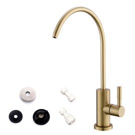 WEWE Drinking Water Faucet for Kitchen Sink, Gold Kitchen Water Filter Faucet Stainless Steel for Reverse Osmosis or Water Filtration System Beverage Non-Air Gap RO Faucet Brushed Nickel Finish