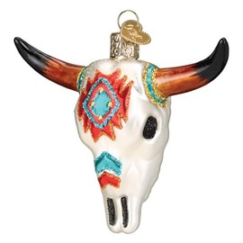 Old World Christmas Ornaments Southwestern Steer Skull Glass Blown Ornaments for Christmas Tree